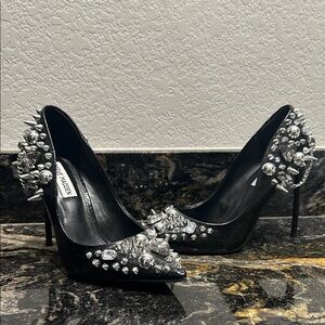 Steve Madden Black and Silver Embellished Heels 7.5